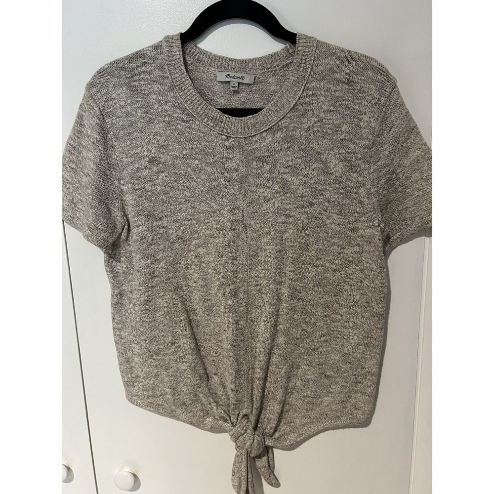 Madewell Knot Front Sweater Tee Womens Size Small Soft‎ Cream Beige Top